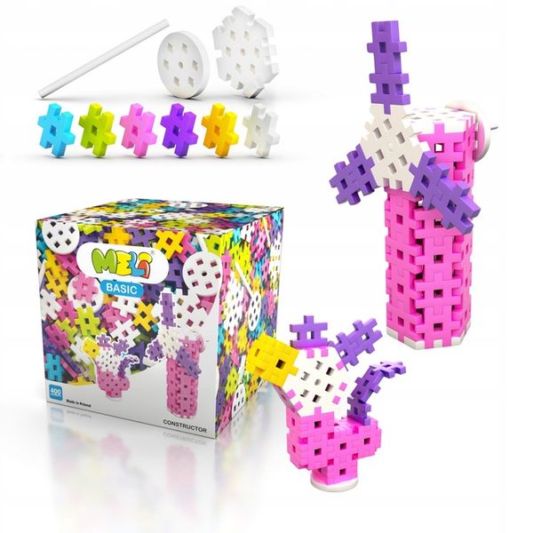 KLOCKI KONSTRUKCYJNE WAFLE MELI Basic Constructor PINK 400 el PUZZLE GOFRY zdjęcie 1