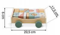 Zabawka drewniana edukacyjna układanka 24 el wózek do ciągnięcia Montessori