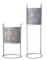 Kpl.2 donic metalowych owalnych szaro-kremowych