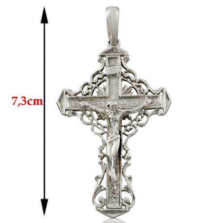SREBRNY KRZYŻ DUŻY Z UKRZYŻOWANYM JEZUSEM PRÓBA SREBRA 925 zdjęcie 1