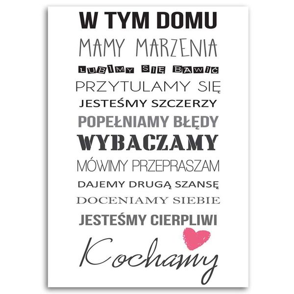 Emaga Obraz na płótnie, W tym domu typografia - 40x60 zdjęcie 3