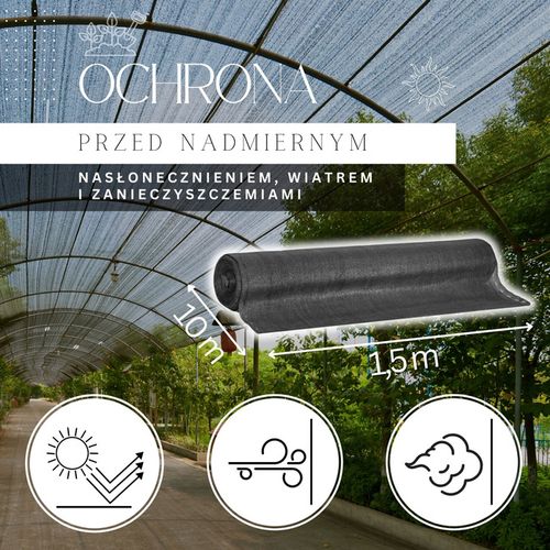Siatka cieniująca 90% osłonowa 1,5x10m czarna 50 szt. opasek zaciskowych na Arena.pl