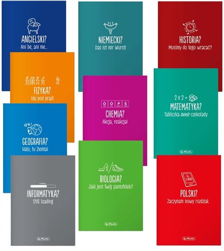 KOMPLET ZESZYTÓW TEMATYCZNYCH PRZEDMIOTOWYCH ZE ŚCIĄGĄ 10 SZTUK HERLITZ na Arena.pl