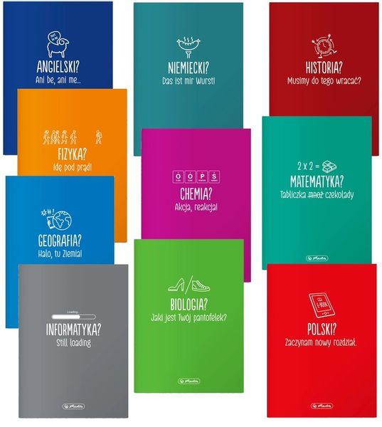 KOMPLET ZESZYTÓW TEMATYCZNYCH PRZEDMIOTOWYCH ZE ŚCIĄGĄ 10 SZTUK HERLITZ zdjęcie 1