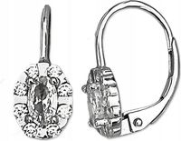 Srebrne kolczyki 925 białe cyrkonie markizy długie z cyrkoniami wiszące