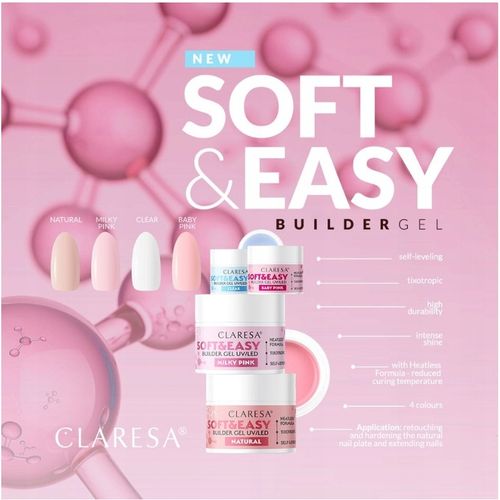 CLARESA SOFT&EASY ŻEL BUDUJĄCY UV/LED GEL BUILDING 45g MILKY WHITE na Arena.pl