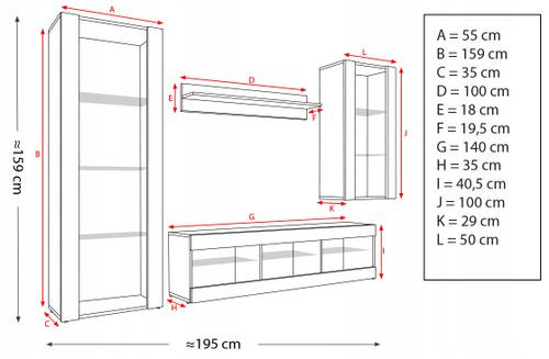 Meblościanka Biały LED RGB Meble RTV – Zestaw Mebli na Arena.pl