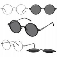 2w1 OKRĄGŁE okulary Oprawki Korekcyjne z NAKŁADKĄ PRZECIWSŁONECZNĄ magnes