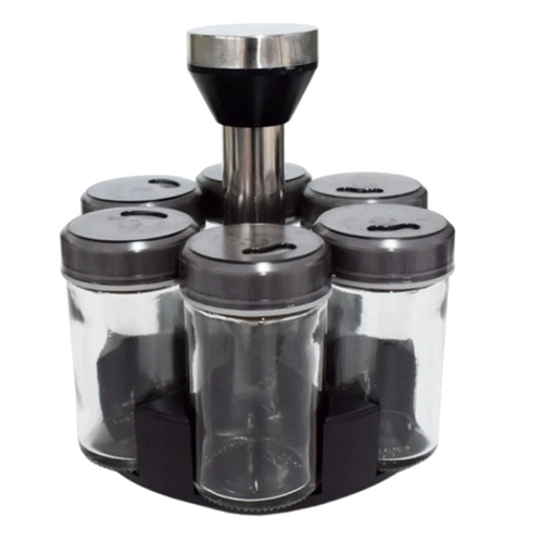 Organizer na przyprawy obrotowy pojemniki szklane 6 sztuk przyprawnik sól na Arena.pl