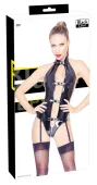 black level body vinylowe z szelkami i zamkiem l, połysk czarny