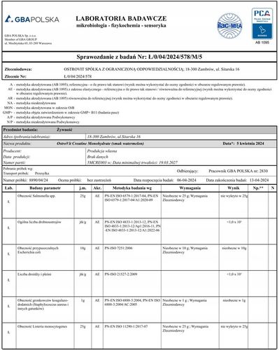OstroVit Creatine Monohydrate 500 g KREATYNA na Arena.pl