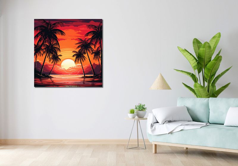 Obraz 90x90cm Palmy Przy Lagunie zdjęcie 2