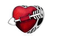 Rodowany srebrny charms pandora serce serduszko strzała kupidyna arrow heart srebro 925 BEAD103