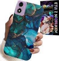 ETUI DO MOTOROLA MOTO E14 - NIEBIESKO ZIELONY MARMUREK PLECKI WZORY