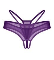 Fioletowe stringi z otwartym krokiem XXL+