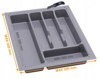 Wkład do szuflad UNI 40 - organizer szufladowy 330x430 mm Metalic