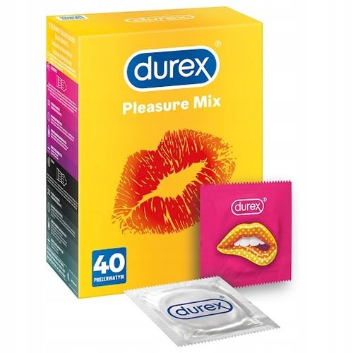 DUREX PLEASURE MIX 40 szt. 2 Różne Rodzaje Prezerwatywy Potęgujące Orgazm na Arena.pl