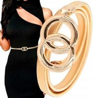 Złoty Pasek Metalowy Sprężynka Pancerka Kółka Boho