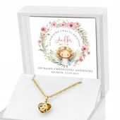 Łańcuszek Złoty Medalik Serce 585 z Grawerem Pamiątka Chrztu Świętego