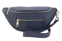 Damska torebka nerka skórzana z kieszenią - Granatowa