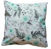 Poszewka poduszka in garden KWIATY LIŚCIE OGRÓD miętowy 40x40