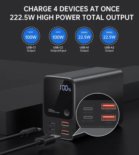 Powerbank Choetech B635BK 2xUSB-A / 2xUSB-C 27000mAh - czarny na Arena.pl