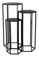 Kpl 3 metalowych stolików czarnych sześciokątnych