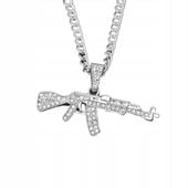 Naszyjnik AK-47 Automat Kałashnikova Karabin Broń Maszynowa Kałach Cyrkonie