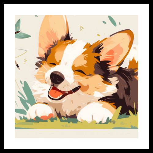 Plakat 50x50cm Beztroski Corgi na Arena.pl