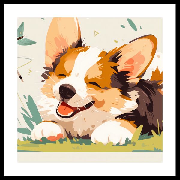 Plakat 50x50cm Beztroski Corgi zdjęcie 3