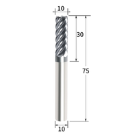 Frez 6-ostrzowy VHM AITiN do stali nierdzewnej Rozmiar: Ø10x30x10Dx75L