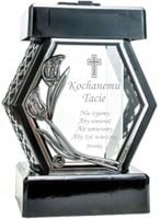ZNICZ SZKLANY KAPLICZKA OZDOBNY dla taty z grawerem imię, data, cytat
