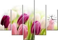 105CM 150CM ZEGAR 5 ELEM SOCZYSTE TULIPANY DRUK OBRAZ