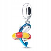 Zawieszka SREBRO 925 Charms Koralik Rekin Koło Ratunkowe