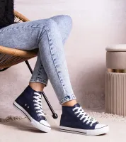 Granatowe wysokie trampki z eco skóry Bonifaca 37