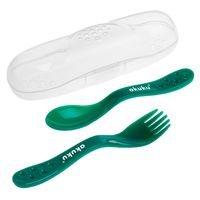 AKUKU Zestaw sztućców widelec + łyżeczka + etui ZIELONE