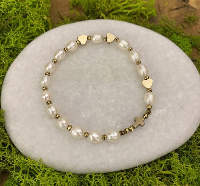 Bransoletka różaniec komunia perły naturalne zdjęcie 5