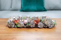 STROIK ADWENTOWY BOŻE NARODZENIE POMARAŃCZ ŚWIECE 44 x 15 x 9 CM MAGICHOME