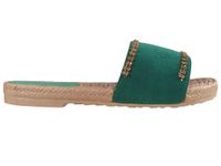 Zielone klapki damskie z cyrkoniami płaskie buty 37