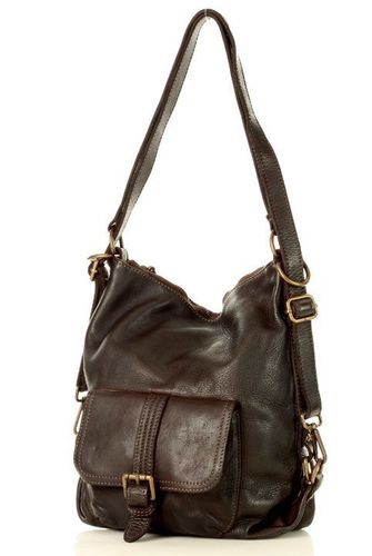 Torba skórzana dla wymagających z opcją plecak old school leather bag - MARCO MAZZINI ciemny brąz caffe na Arena.pl