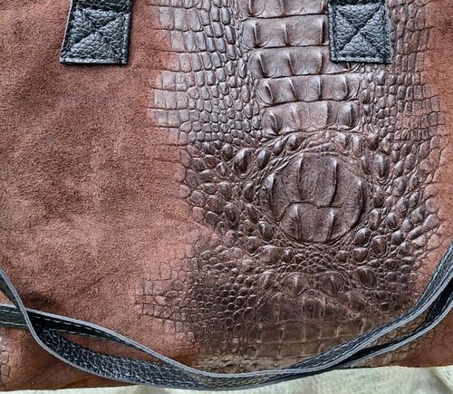 CZEKOLADOWA Zamszowa Torebka Włoska Kuferek SKÓRA NATURALNA Vera Pelle na Arena.pl