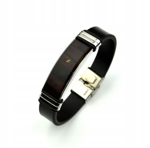 BRANSOLETA MĘSKA BURSZTYN SKÓRA STAL na Arena.pl