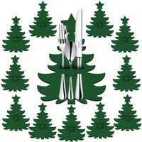 Pokrowiec dekoracyjny na sztućce ŚWIĄTECZNE etui z filcu zielone - 12 szt.