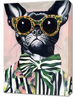 Obraz 50x70cm Portret Zwierząt | Buldog w Okularach | Pop Art