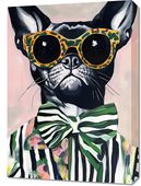 Obraz 50x70cm Portret Zwierząt | Buldog w Okularach | Pop Art