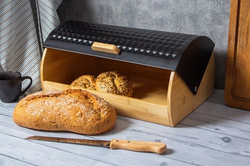 chlebak bambusowy z nożem do pieczywa 2773 czarny na Arena.pl