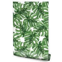 Tapeta Do Salonu Zielone LIŚCIE Monstery Dekoracja