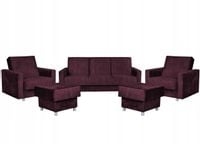 Zestaw wypoczynkowy wersalka fotele śliwka fiolet