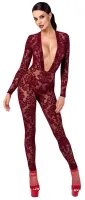 noir kink royal jumpsuit xl bordowy z welurowym wzorem