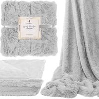 Narzuta na łóżko, pled 200x240 cm dwustronny koc na kanapę jasny szary